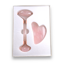 Charger l&#39;image dans la galerie, Coffret gua sha &amp; rouleau massage quartz rose
