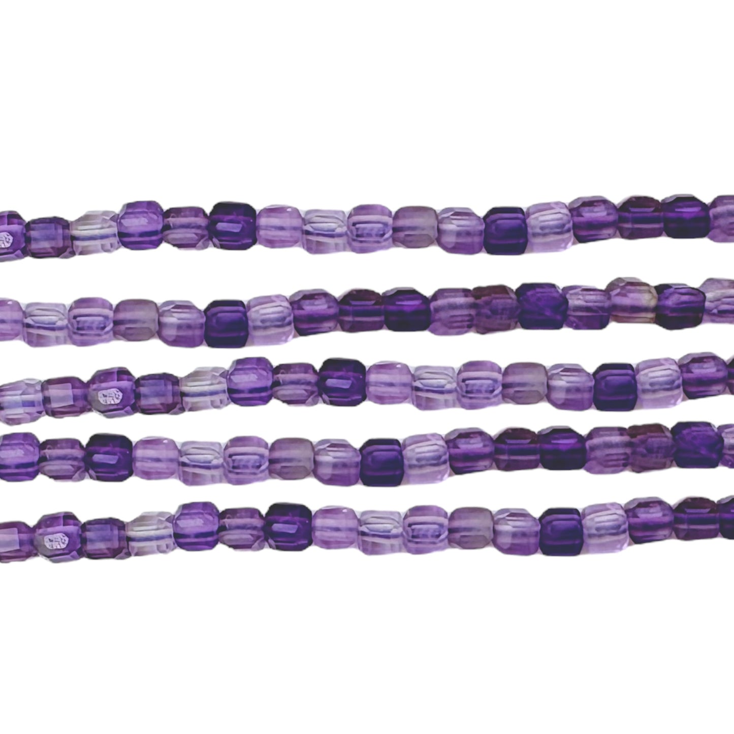 Fil de perles carrées facetté Amethyste 2x2 mm