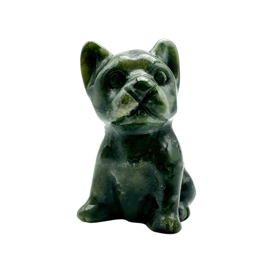 Figurine Chien bulldog en jade néphrite