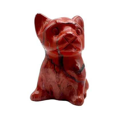 Figurine Chien bulldog en Jaspe rouge