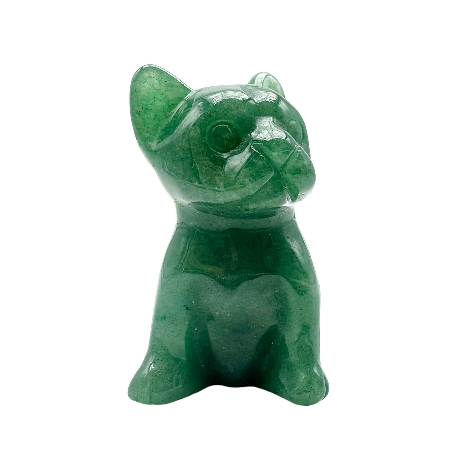 Figurine Chien bulldog en Aventurine verte