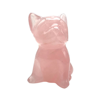 Figurine Chien bulldog en Quartz rose