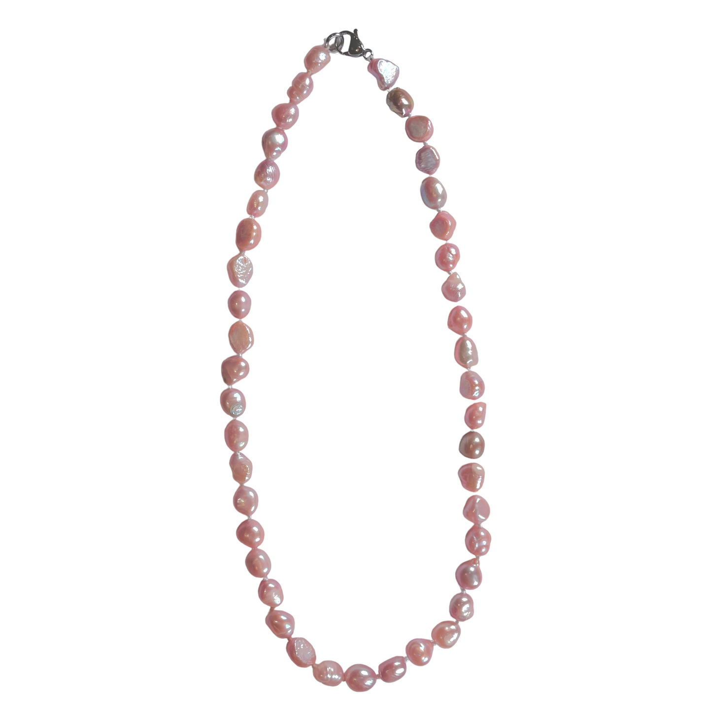 Collier en perles d’eau douce rose irrégulière 9 mm V3