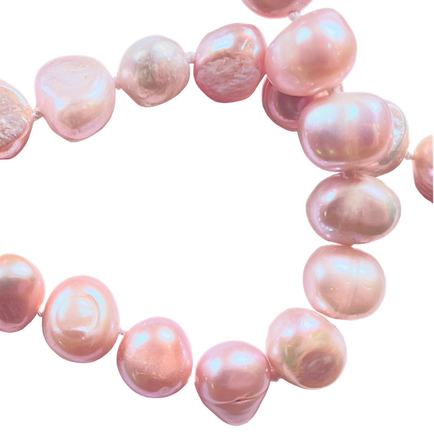 Collier en perles d’eau douce rose irrégulière 8 mm V1