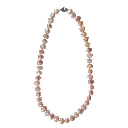 Collier en perles d’eau douce rose irrégulière 8 mm V1