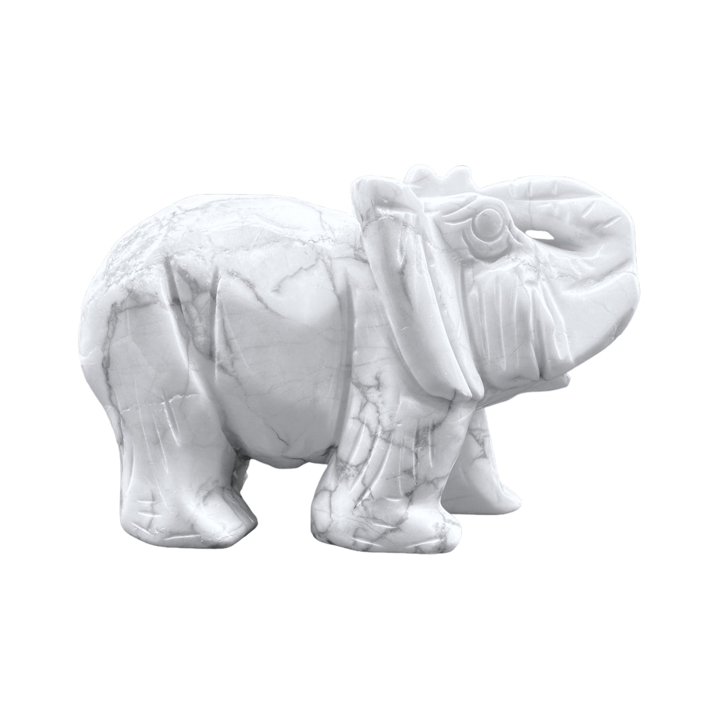 Figurine éléphant en Howlite blanche