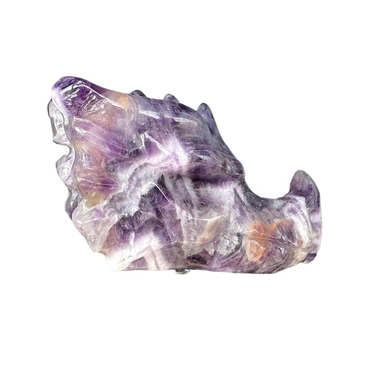 Figurine tete de dragon en Amethyste chevron