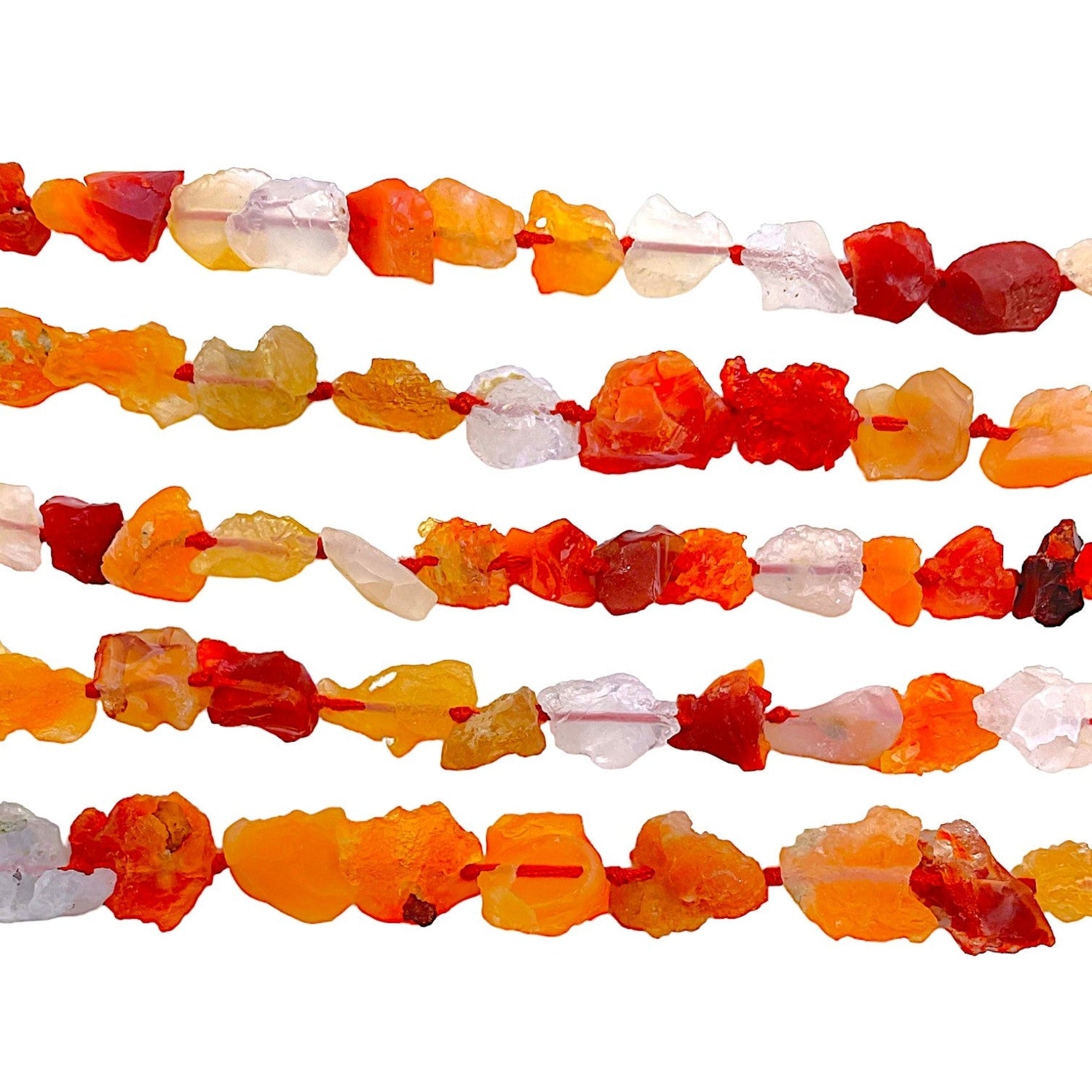 Fil de pierre brute Opale de feu - Foliesbijoux