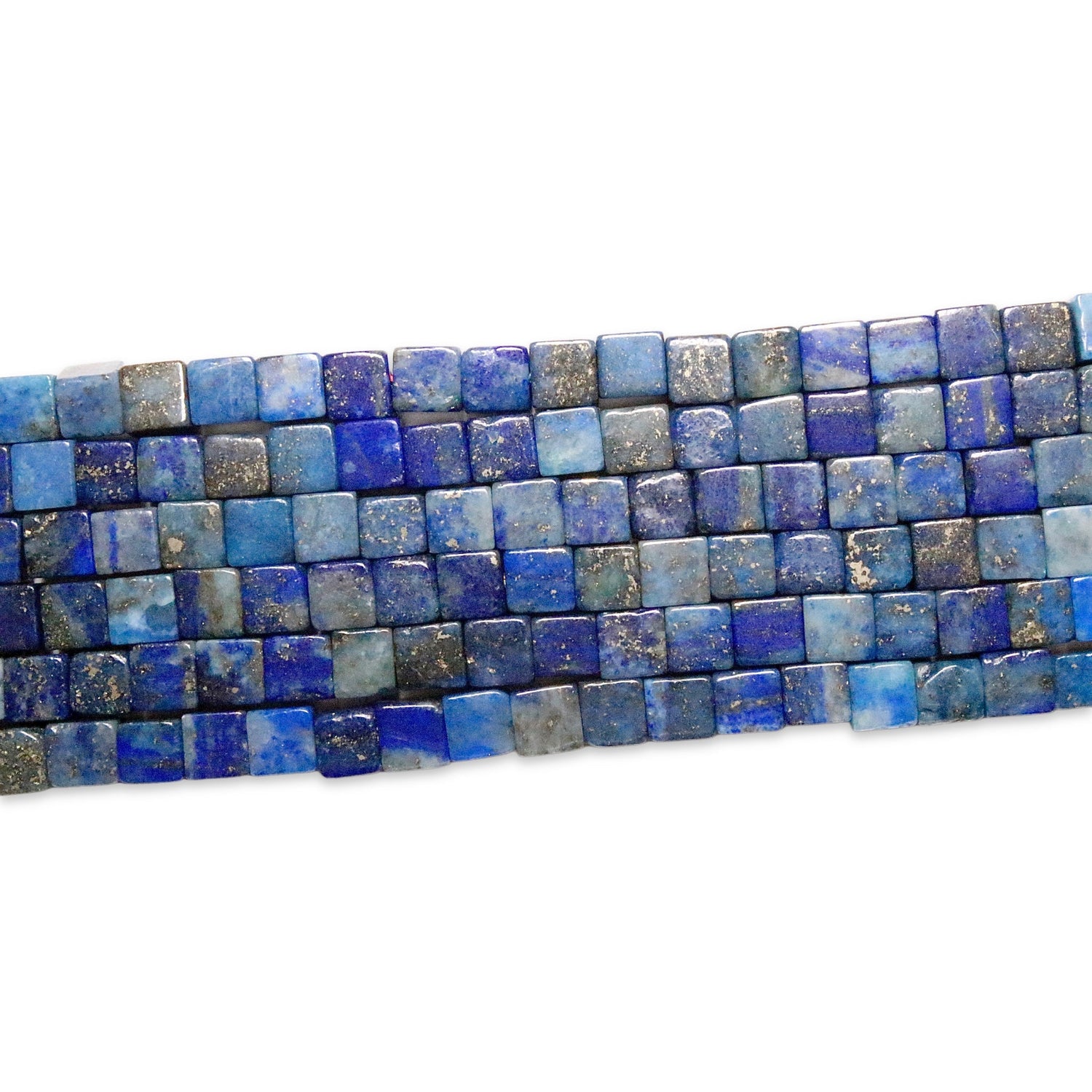 Fil de perles carrées Lapis lazuli - Foliesbijoux
