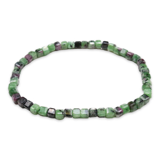 Bracelet Rubis sur zoisite A+ cube 4x4 mm