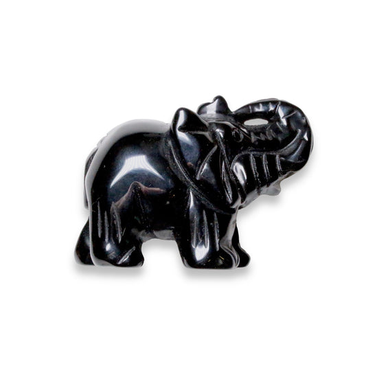 Statue Eléphant en Obsidienne noire