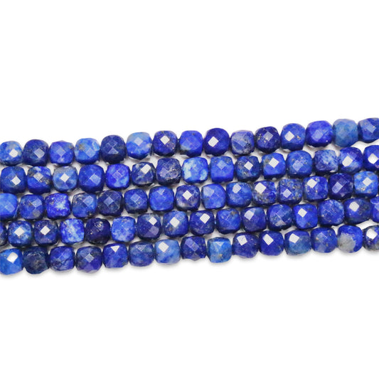 Fil de Lapis lazuli forme carré facetté 4x4 mm