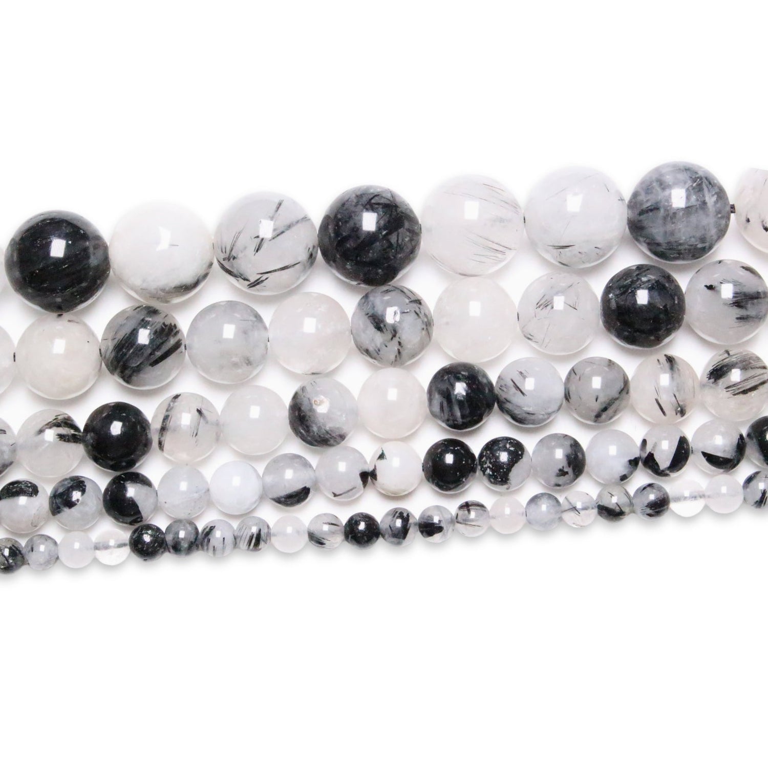 Fil de perle Quartz Tourmaline A+ - Foliesbijoux