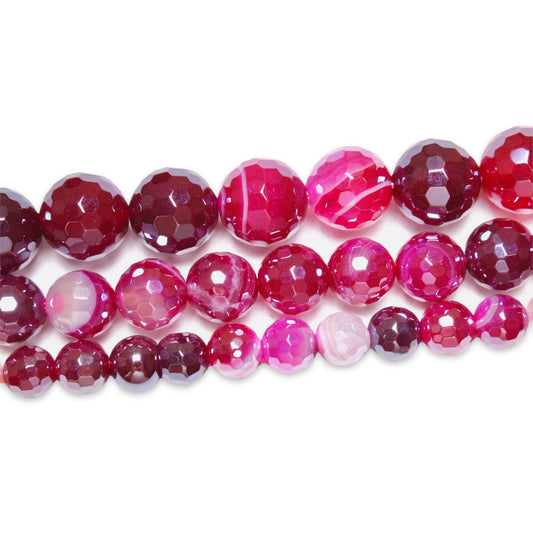 Fil de perles Agate facettée rose