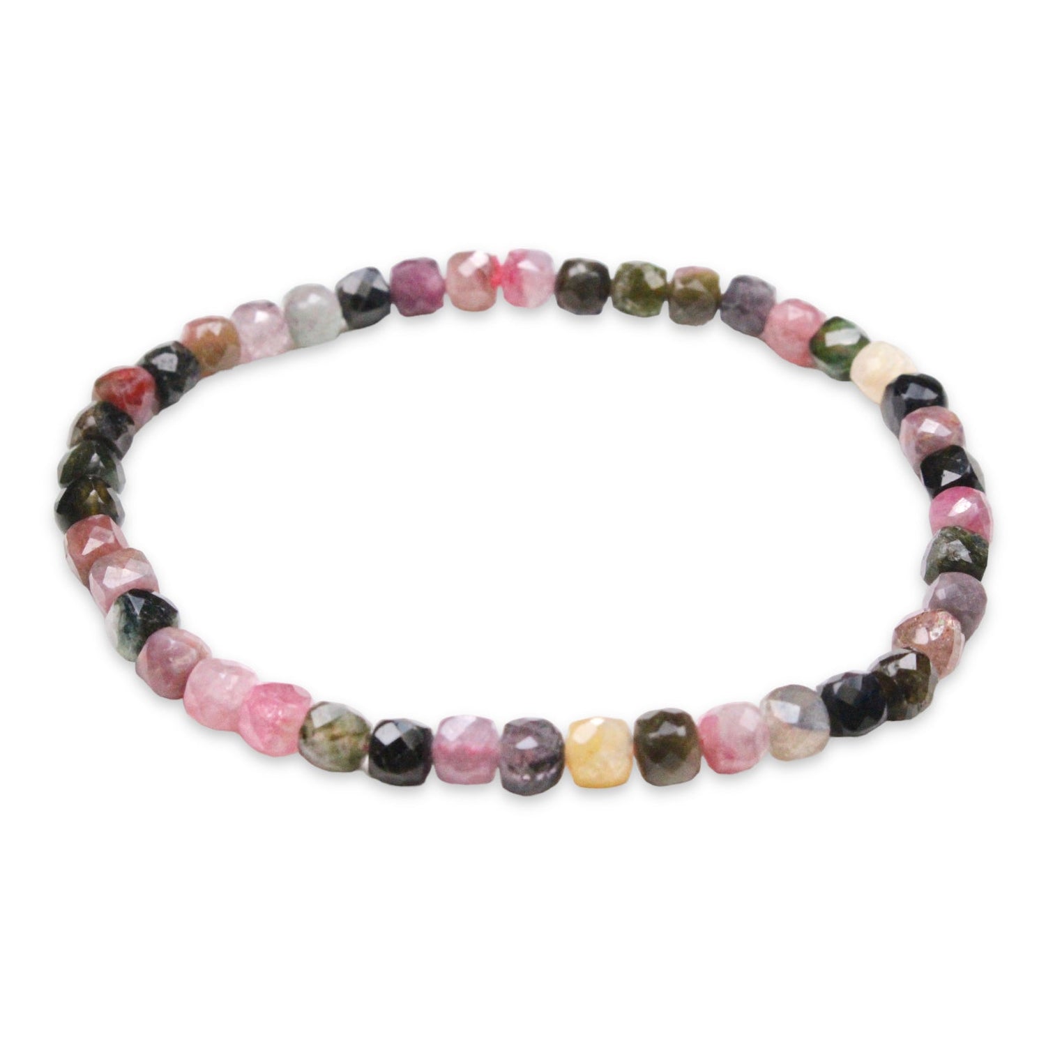 Bracelet Tourmaline multicolore A+ cube 4x4 mm - Foliesbijoux