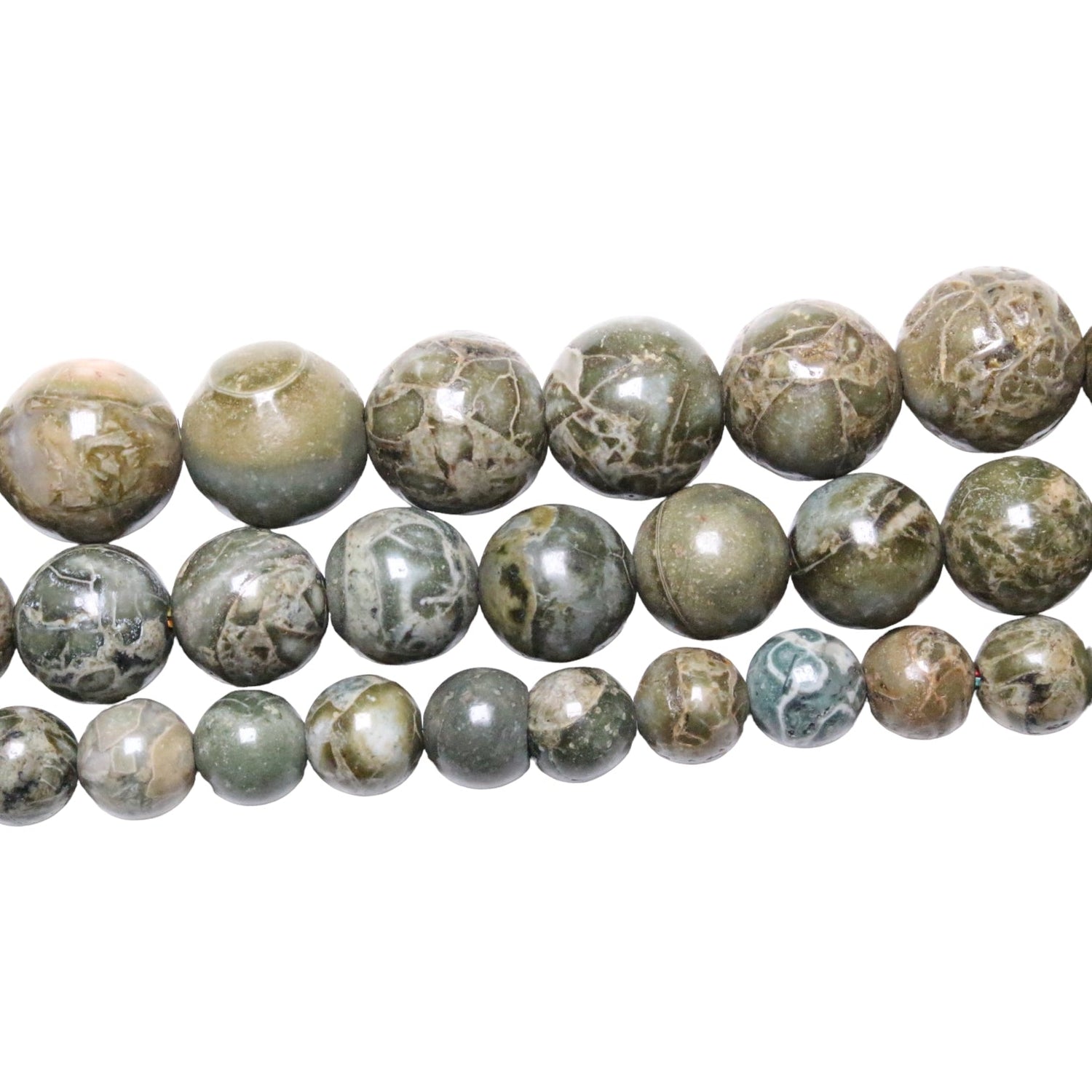 Fil de perle Jaspe bréchique vert A - Foliesbijoux