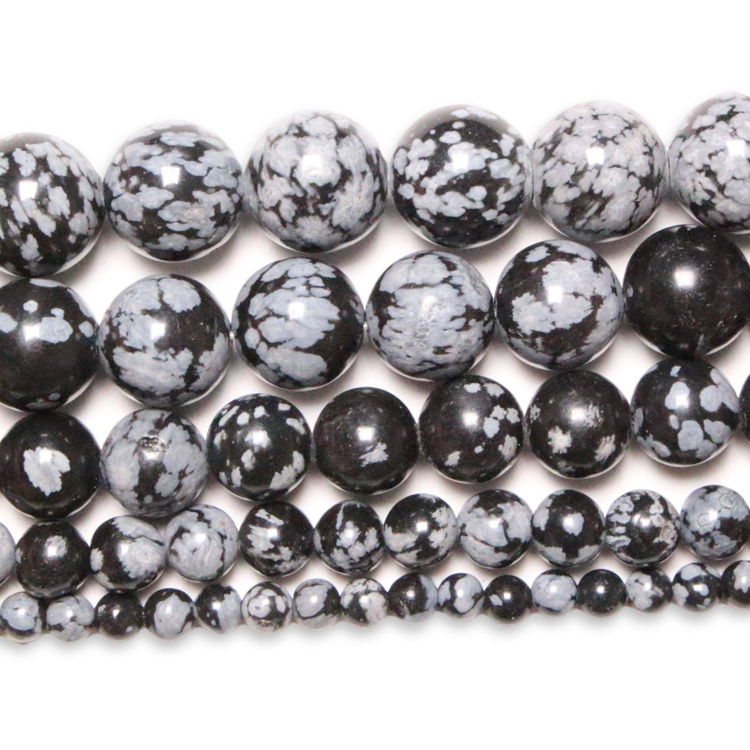 Fil de perle Obsidienne Flocon de Neige A - Foliesbijoux