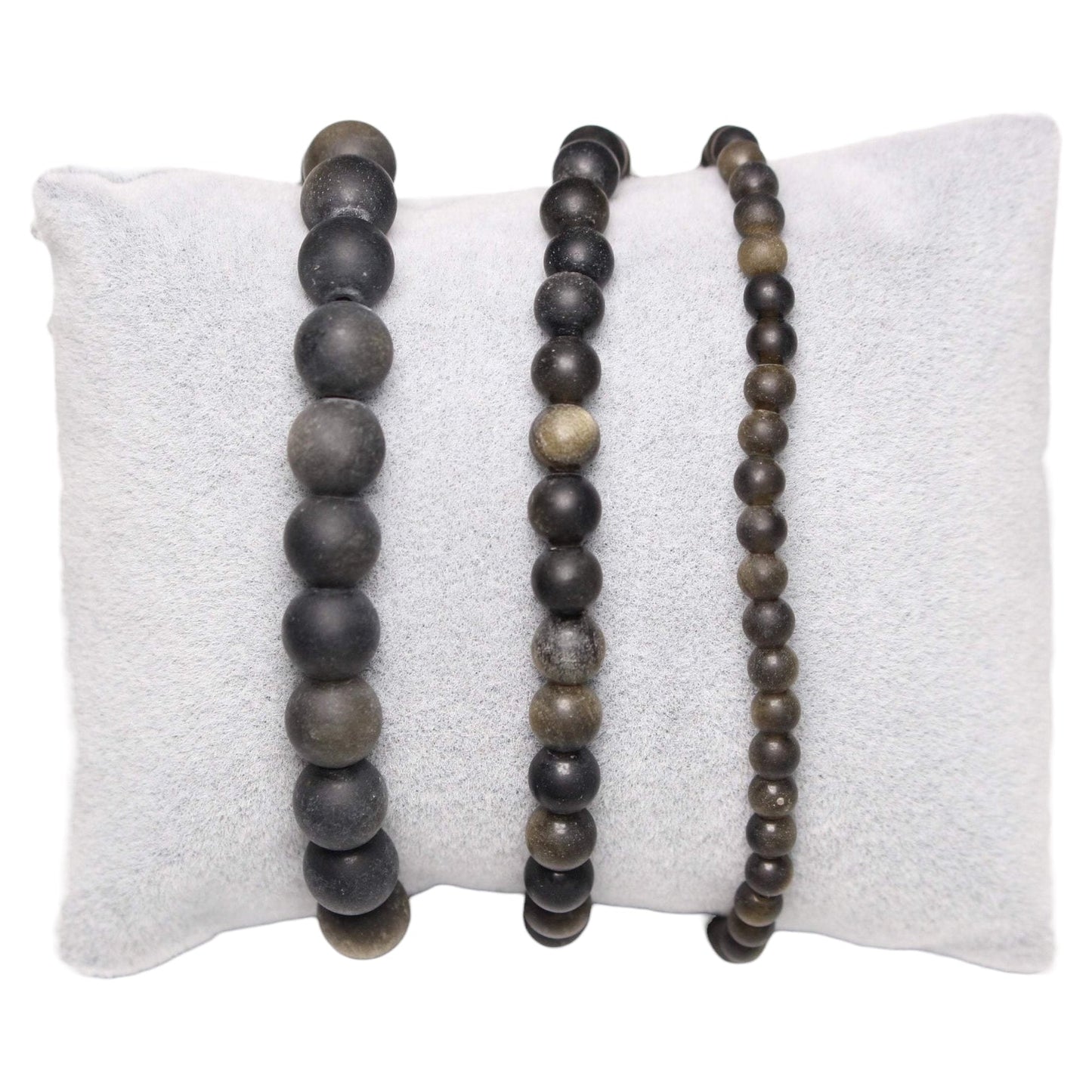 Bracelet Obsidienne doré A mat en perles naturelle