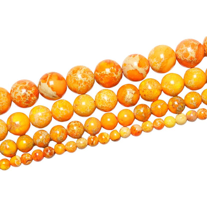 Fil de perle Jaspe Impérial Orange chauffé - Foliesbijoux