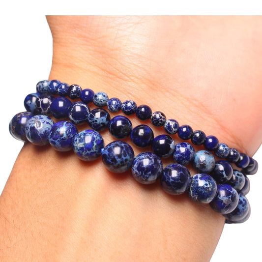 Bracelet Jaspe Impérial bleu A foncé chauffé