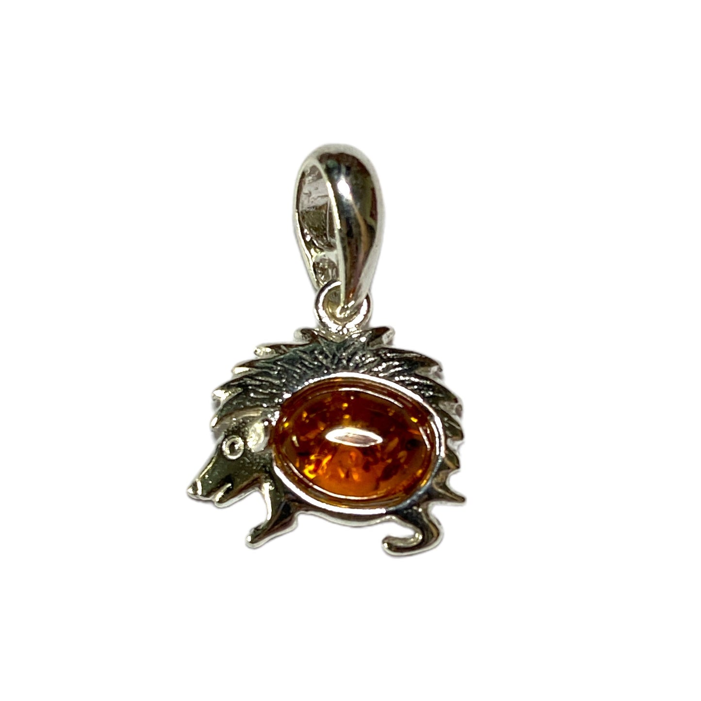 Pendentif ambre & argent hérisson