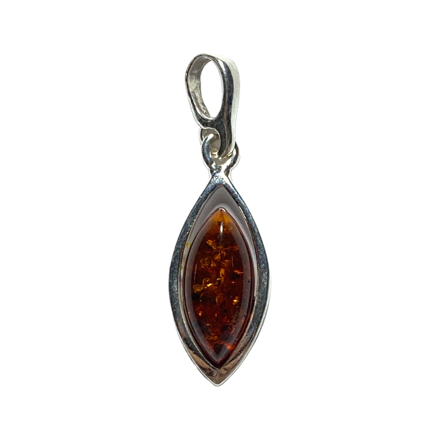 Pendentif ambre & argent goutte