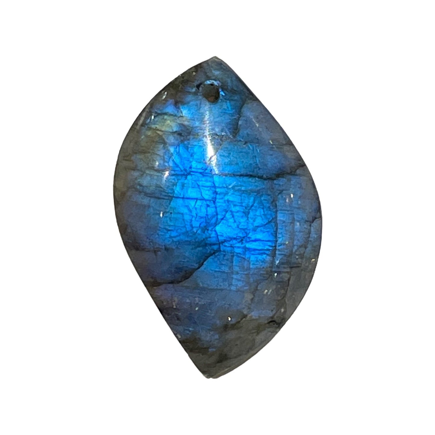 Pendentif goutte plate Labradorite A percé devant