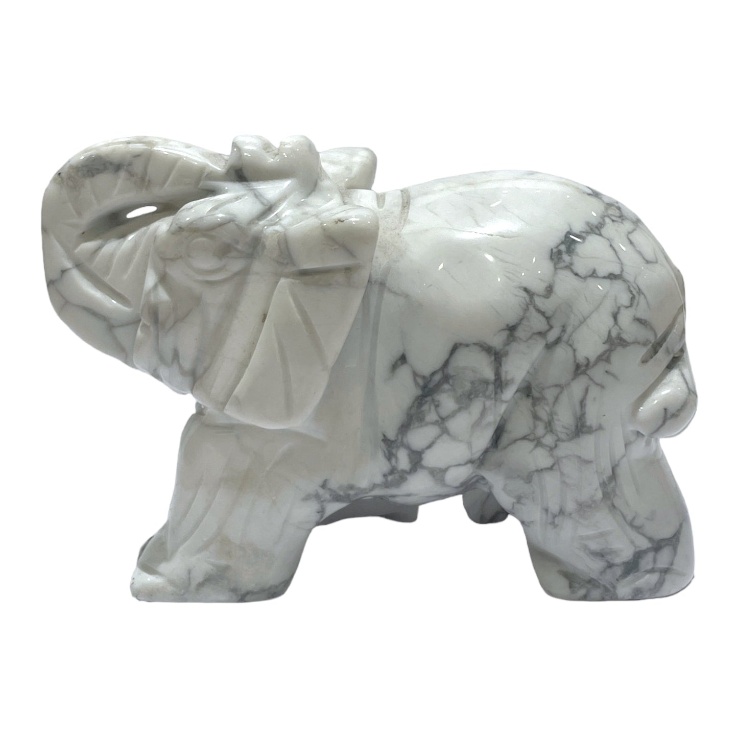 Statue elephant Howlite blanche