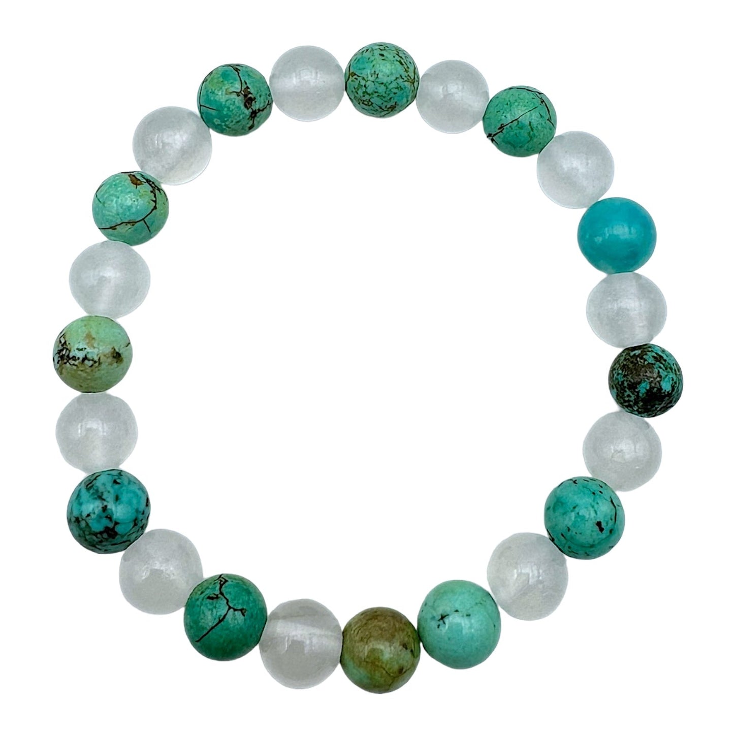 Bracelet Sérénité AA — Turquoise & Sélénite (numéro 4)