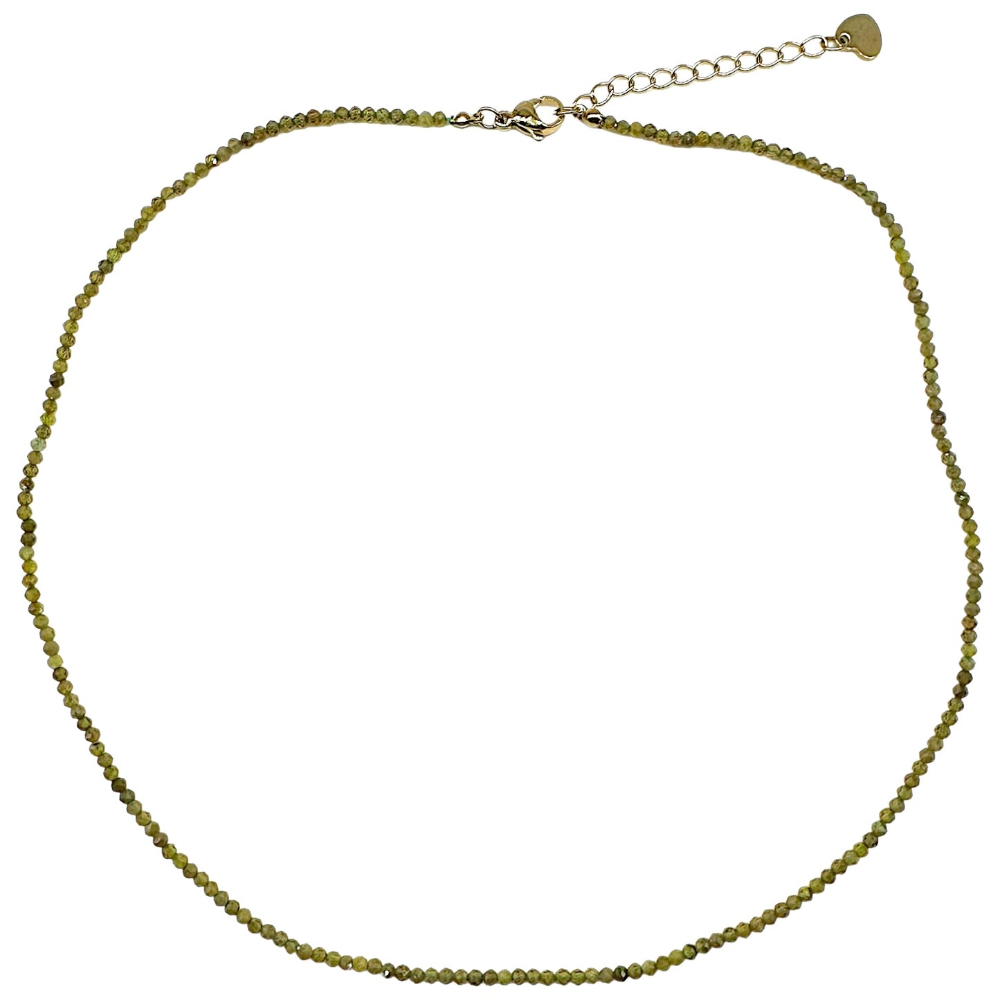 Collier Grenat vert 2-3mm acier inoxydable