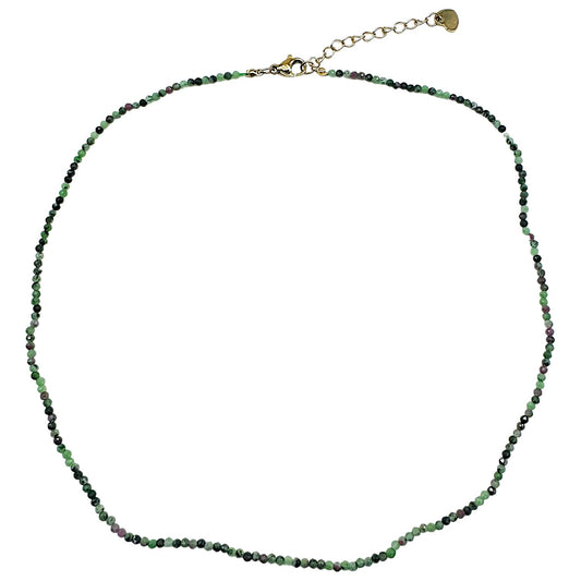 Collier Rubis sur zoisite 2-3mm acier inoxydable doré/argenté (référence 29) - Foliesbijoux