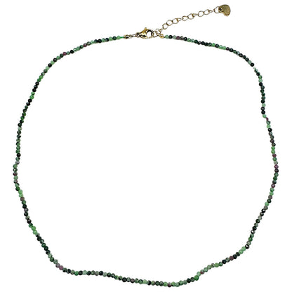 Collier Rubis sur zoisite 2-3mm acier inoxydable