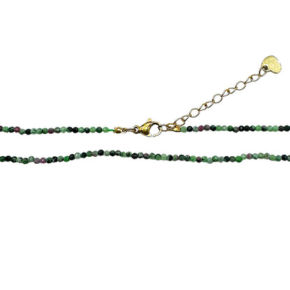 Collier Rubis sur zoisite 2-3mm acier inoxydable