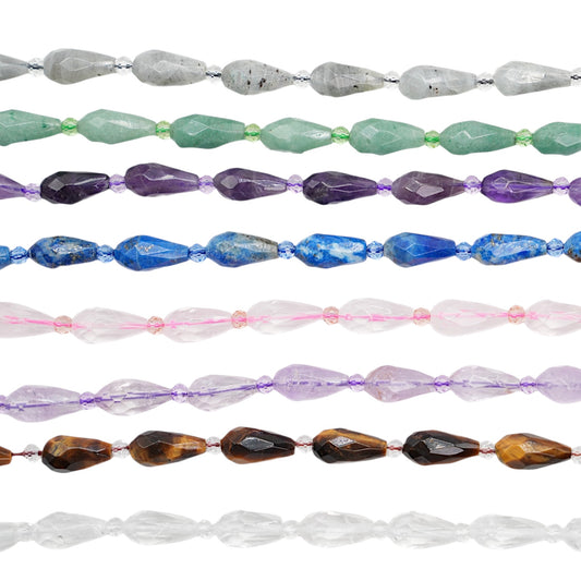 Fil goutte allongée facettée 8x16 mm (8 pierres disponible)