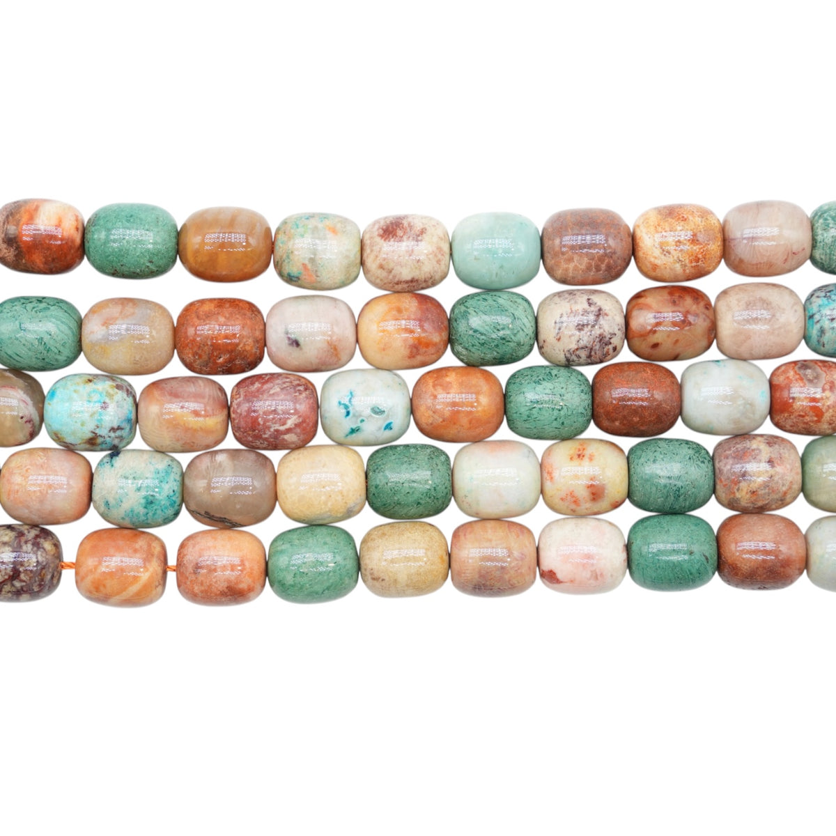 Fil de perles Corail fossilisé forme libre 11x13 mm