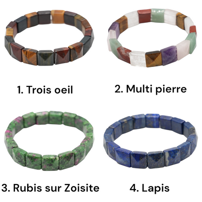 Bracelet à 2 trous AA+ 12x12 mm (31 pierres disponible) #7 NEW RESTOCK