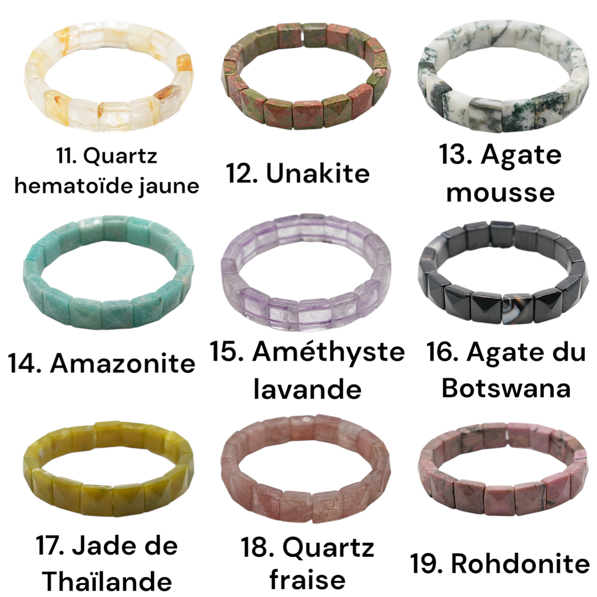 Bracelet à 2 trous AA+ 12x12 mm (31 pierres disponible) #7 NEW RESTOCK