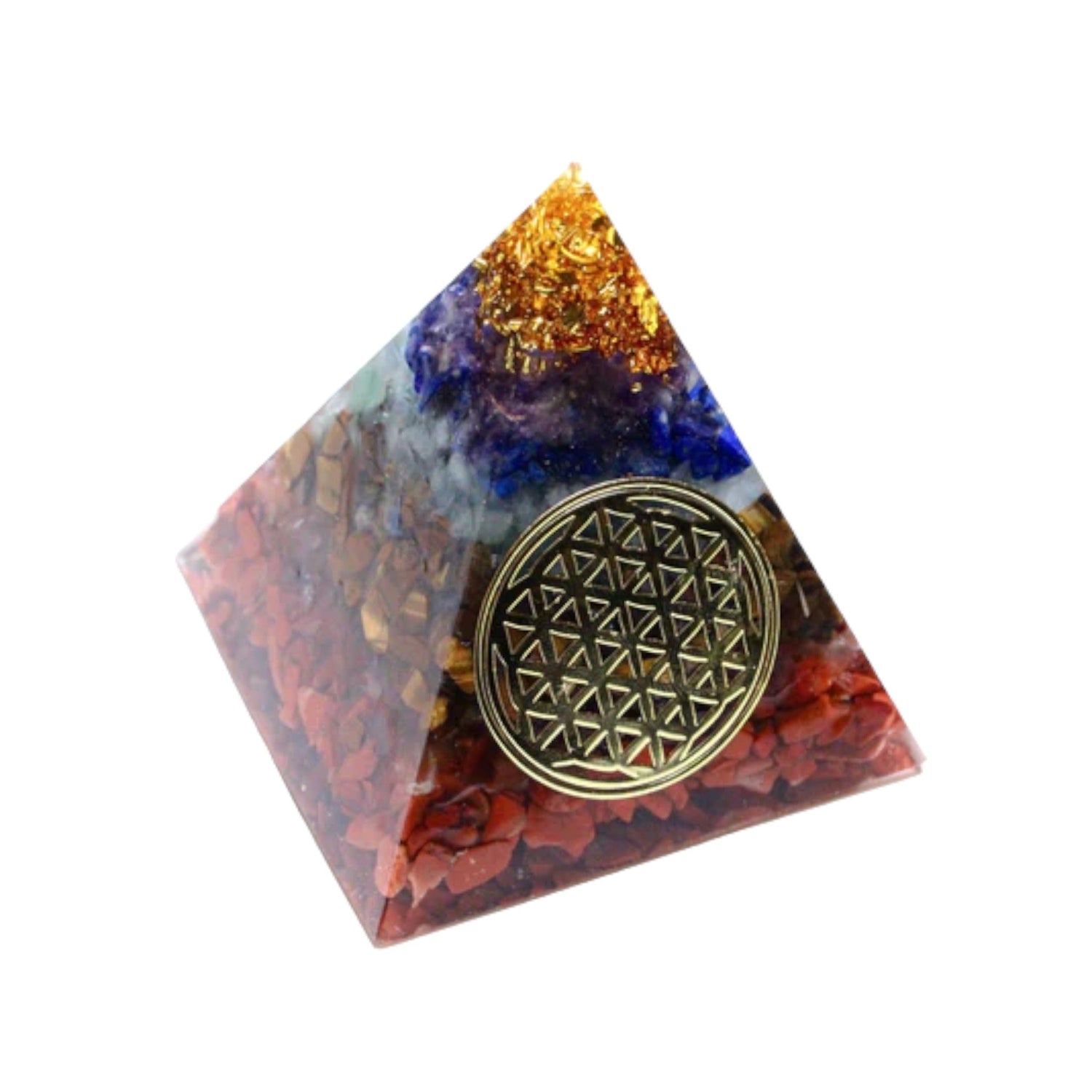 Pyramide Orgonite 7 chakras 6x6 cm - Foliesbijoux