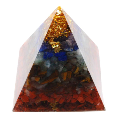 Pyramide Orgonite 7 chakras 6x6 cm