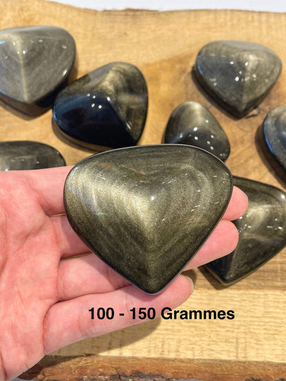 Coeur en Obsidienne doré au kg