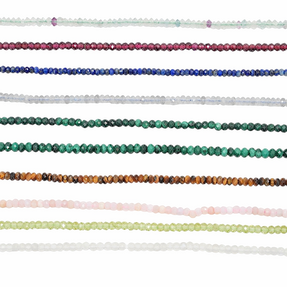 Fil de perles facettés 2x3 mm (29 pierres disponible)