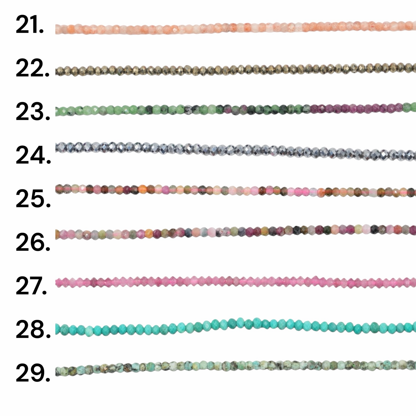 Fil de perles facettés 2x3 mm (29 pierres disponible)
