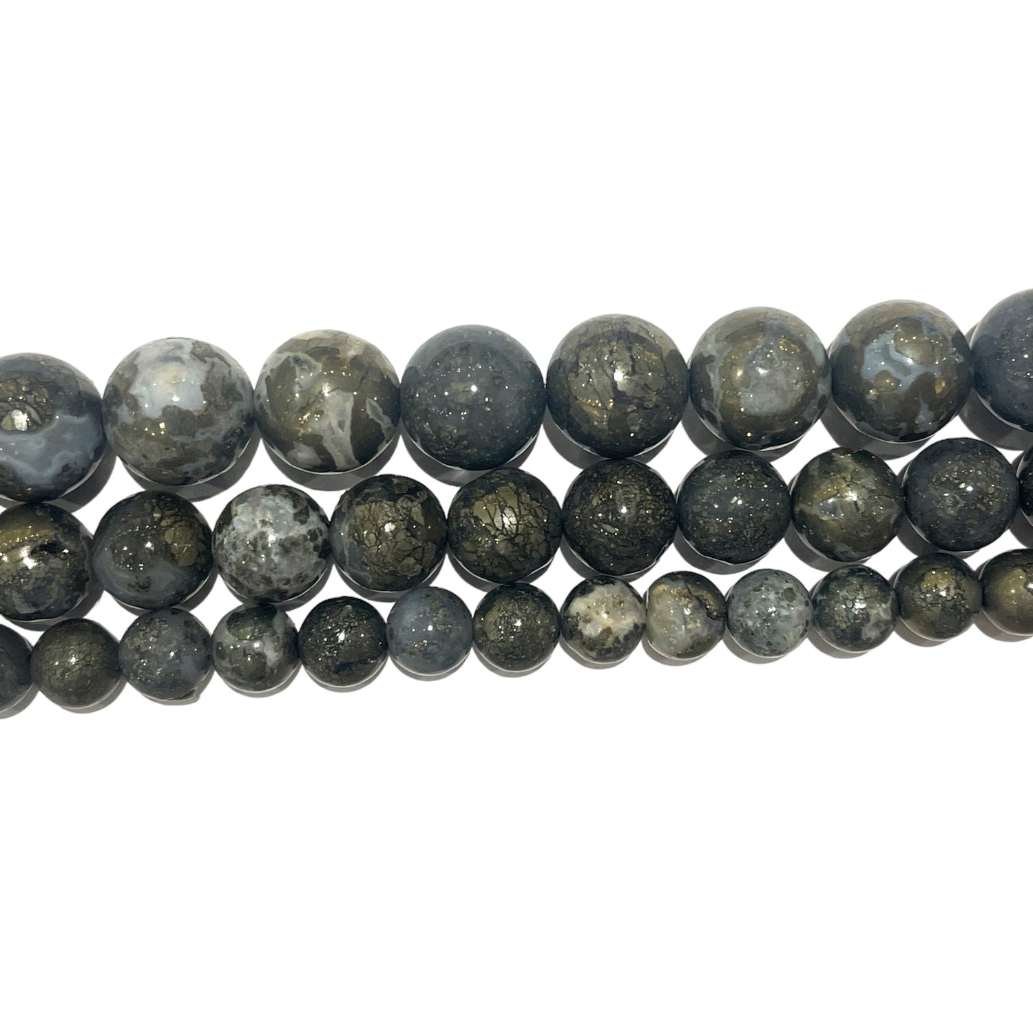 Fil de perle Agate Pyrite A+ - Foliesbijoux
