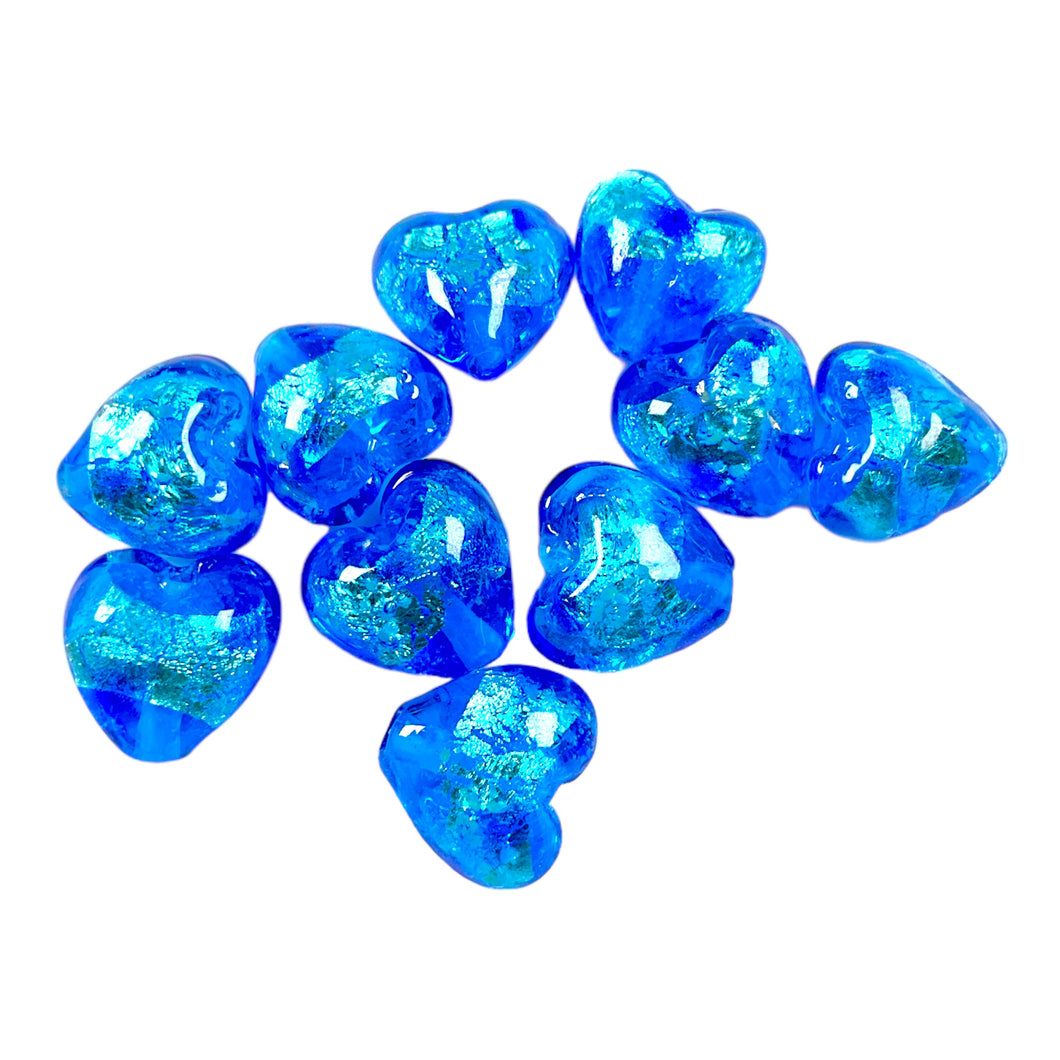 10 perles lucioles Hotaru d’Okinawa bleu claire en cœur 12 mm