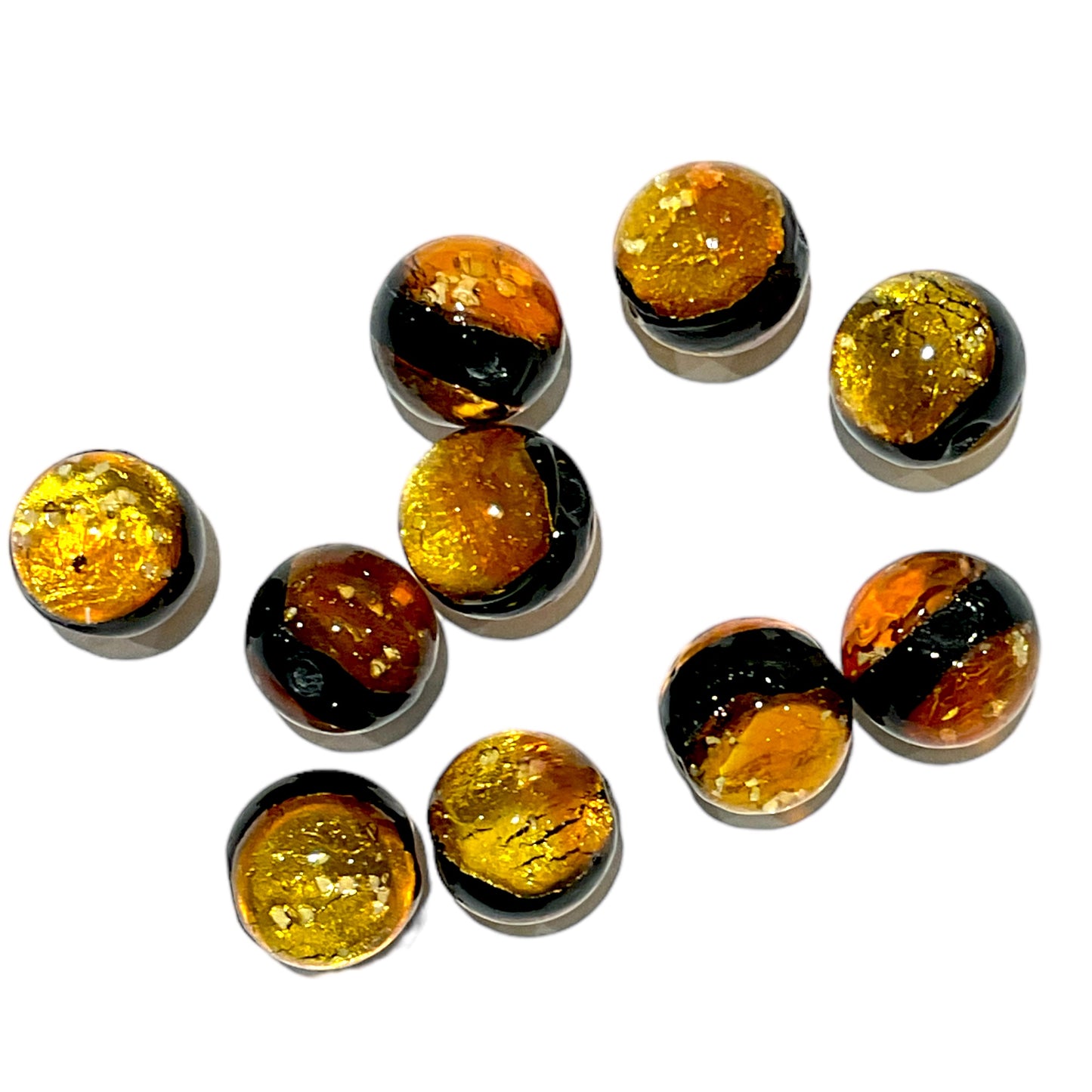 10 perles de verre phosphorescente jaune #8