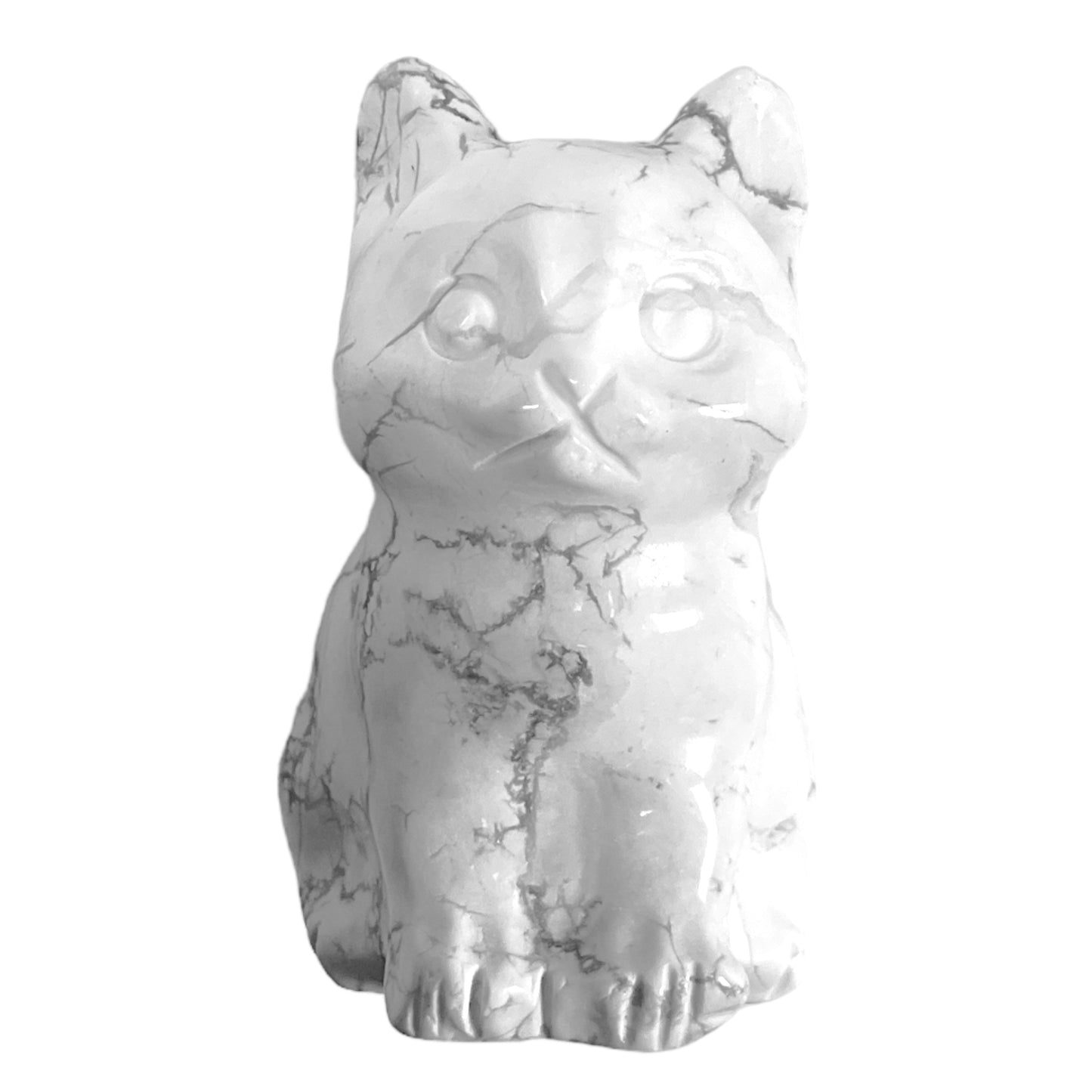 Figurine chat en Howlite blanche