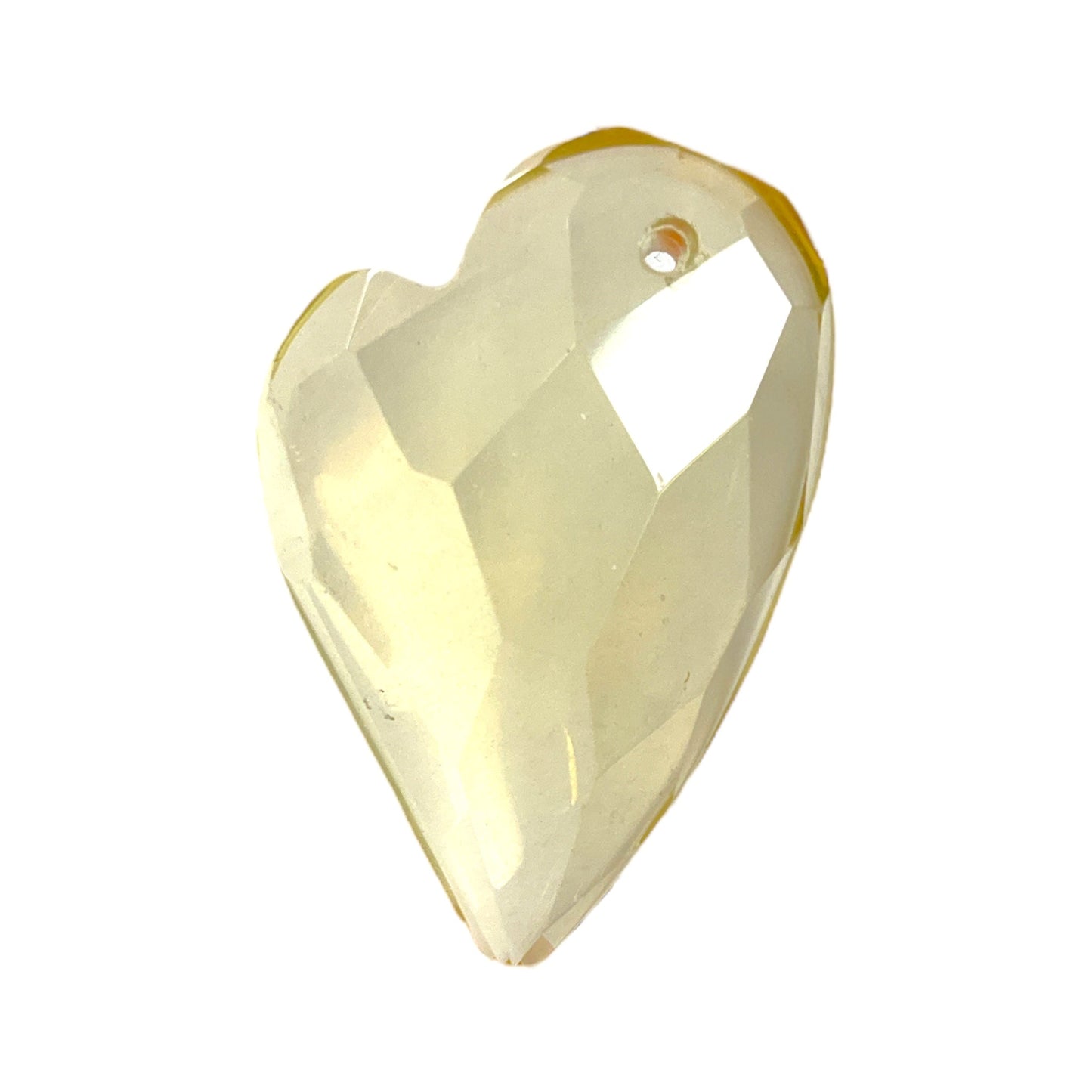 Pendentif forme cœur facetté Quartz lemon citron percé devant