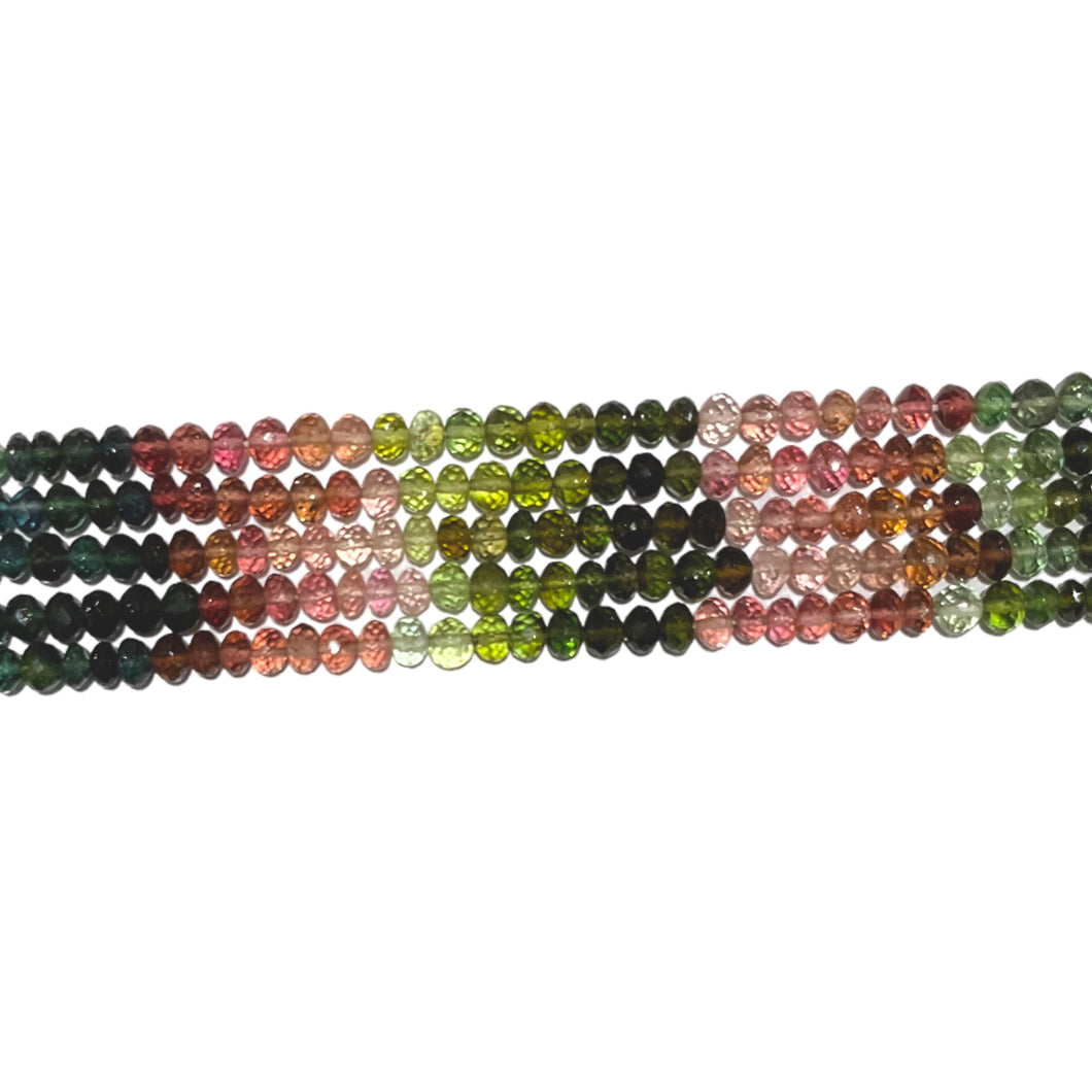 Fil de perles facettées Tourmaline multicolore grade AAA 2x4mm