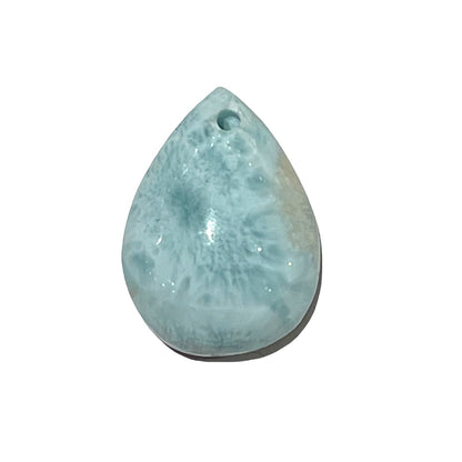 Pendentif Larimar forme goutte percé devant