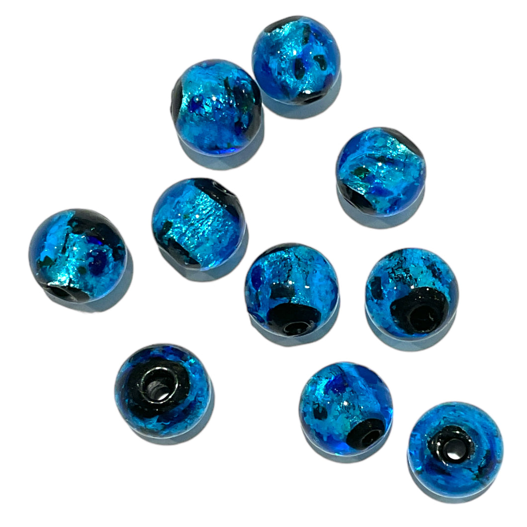 10 perles lucioles Hotaru d’Okinawa bleue tache noire 10 mm